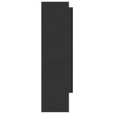 Greatstore Kopalniška omarica z ogledalom 80x15x60 cm MDF sijoče črna
