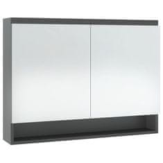 shumee Kopalniška omarica z ogledalom 80x15x60 cm MDF siva