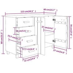 Vidaxl Komoda HAMAR temno siva 113x40x80 cm trdna borovina