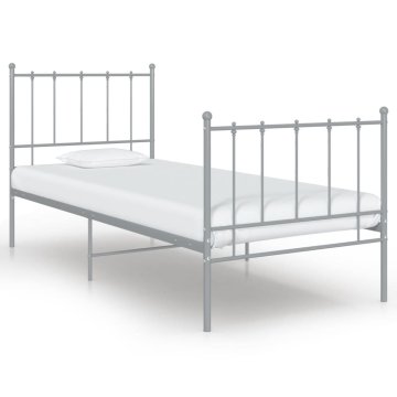 Vidaxl Posteljni okvir siv kovinski 100x200 cm