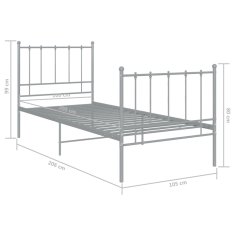Vidaxl Posteljni okvir siv kovinski 100x200 cm