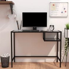 Vidaxl Računalniška miza črn marmor 100x36x74 cm kaljeno steklo