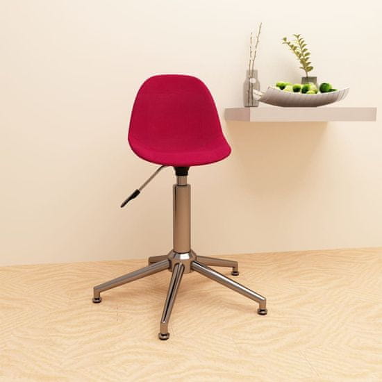 Vidaxl Obračalni pisarniški stol, vinsko rdeče barve, oblazinjen s tkanino
