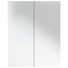shumee Kopalniška omarica z ogledalom 60x15x75 cm MDF bela in hrast