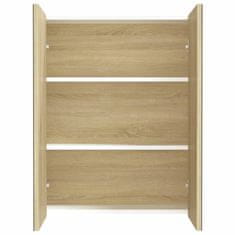 Greatstore Kopalniška omarica z ogledalom 60x15x75 cm MDF bela in hrast