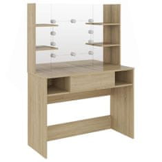 Vidaxl Toaletna mizica z LED lučkami 100x40x135 cm MDF hrast