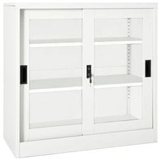 Greatstore Omara z drsnimi vrati bela 90x40x90 cm jeklo