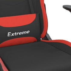Greatstore Masažni gaming stol z oporo za noge črno in rdeče blago