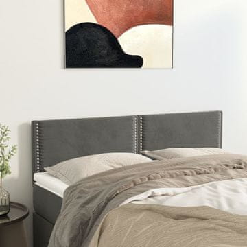 Vidaxl vidaXL Vzglavja za posteljo, komplet 2 kosov, temno siva, 72x5x78/88 cm, žamet