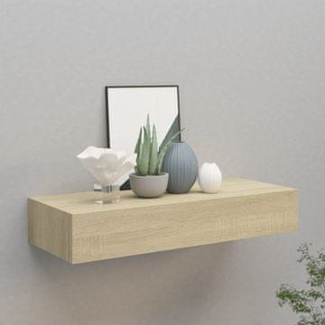Vidaxl vidaXL Stenska polica s predalom hrastov zaključek 60 x 23,5 x 10 cm MDF