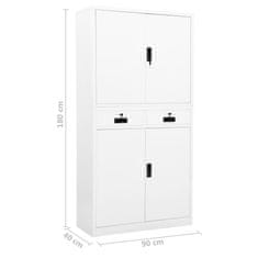 Vidaxl Pisarniška omara bela 90x40x180 cm jeklo