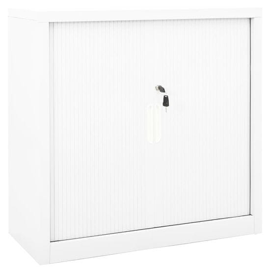 Vidaxl Omara z drsnimi vrati bela 90x40x90 cm jeklo