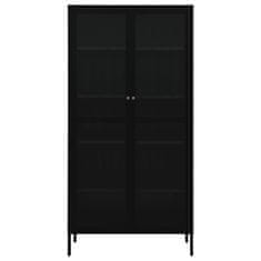 Vidaxl Razstavna omarica črna 90x40x180 cm jeklo in kaljeno steklo