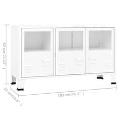 Vidaxl Komoda bela 105x35x62 cm kovina in steklo