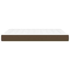 Vidaxl Vzmetnica z žepkasto vzmetjo temno rjava 140x190x20 cm blago