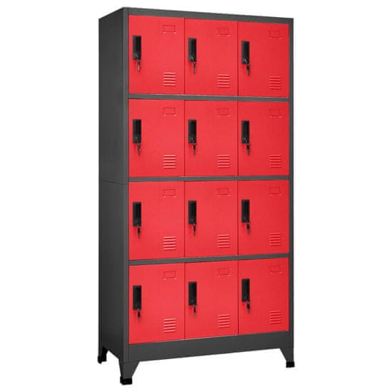 Vidaxl Omara s ključavnico antracitna in rdeča 90x45x180 cm jeklo