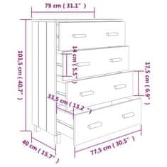 Greatstore Komoda temno siva 79x40x103,5 cm trdna borovina