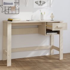 Vidaxl Pisalna miza medeno rjava 110x40x75 cm trdna borovina