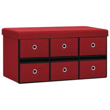 Vidaxl Zložljiva klop za shranjevanje vinsko rdeča 76x38x38 cm
