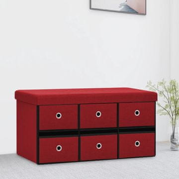 Vidaxl vidaXL Zložljiva klop za shranjevanje bordo 76x38x38 cm umetno laneno perilo