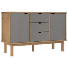 Vidaxl Komoda OTTA rjava in siva 113,5x43x73 cm trdna borovina