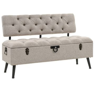Vidaxl vidaXL Klop za shranjevanje z naslonjalom 110 cm kremne barve, blago