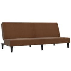 Greatstore 2-sedežni raztegljiv kavč, rjave barve, oblazinjen z mikrovlakni