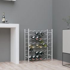 Vidaxl Stojalo za vino za 48 steklenic bela kovina