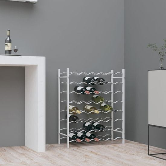 Vidaxl Stojalo za vino za 48 steklenic bela kovina