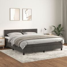 Vidaxl Box spring postelja z vzmetnico temno siva 160x200 cm žamet
