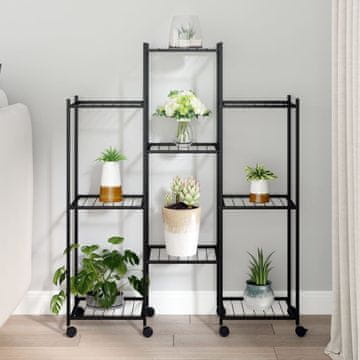 Vidaxl vidaXL Stojalo za rastline s kolesi 83x25x103,5 cm črno železo