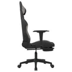 Vidaxl Masažni gaming stol z oporo za noge črno in svetlo sivo blago