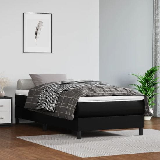 Vidaxl Vzmetnica z žepkasto vzmetjo črna 80x200x20 cm umetno usnje