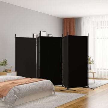 Vidaxl vidaXL 5-delna predelna stena, črna, 433x180 cm, blago
