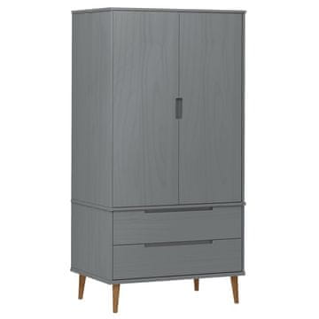 Vidaxl Garderobna omara MOLDE siva 90x55x175 cm trdna borovina