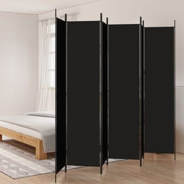 Vidaxl vidaXL 6-delna sobna pregrada, črna, 300 x 220 cm, blago