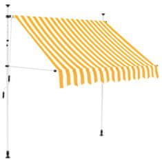 Vidaxl Ročno zložljiva tenda 150 cm rumene in bele črte