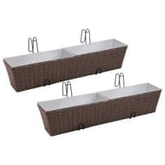 Vidaxl Set Balkonskih Cvetličnih Loncev Trapezoid, 2 kosa, 80 cm Rjave Barve