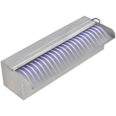 Vidaxl Pravokotna fontana za bazen LED slap nerjaveče jeklo 30 cm