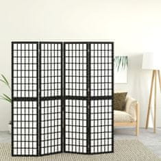 Greatstore Zložljiv 4-delni paravan japonski stil 160x170 cm črne barve