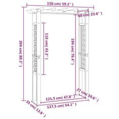 Vidaxl Obok za vrtnice 150x60x204 cm impregnirani les