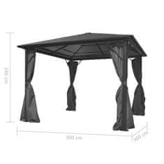 Vidaxl Paviljon z zavesami antracit aluminij 300x300 cm