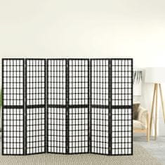 Vidaxl Zložljiv 6-delni paravan japonski stil 240x170 cm črne barve