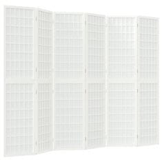 shumee Zložljiv 6-delni paravan japonski stil 240x170 cm bele barve