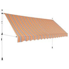 Greatstore Ročno zložljiva tenda 350 cm rumene in modre črte