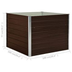 Vidaxl Dvignjeno cvetlično korito pocinkano jeklo 100x100x77 cm rjavo