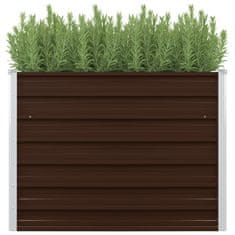 Vidaxl Dvignjeno cvetlično korito pocinkano jeklo 100x100x77 cm rjavo