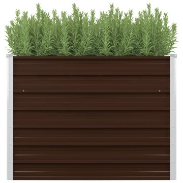 Vidaxl Dvignjeno cvetlično korito pocinkano jeklo 100x100x77 cm rjavo