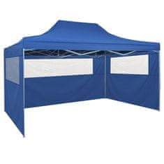 Greatstore Zložljiv šotor s škarjami in štirimi stranskimi stenami 3 x 4,5 m modra
