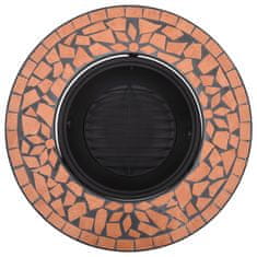 Vidaxl Ognjišče z mozaikom terakota 68 cm keramika